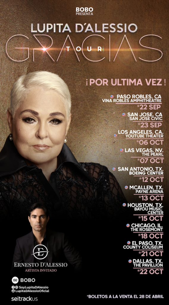 Imagen promocional de la última gira de Lupita Gracias US Tour